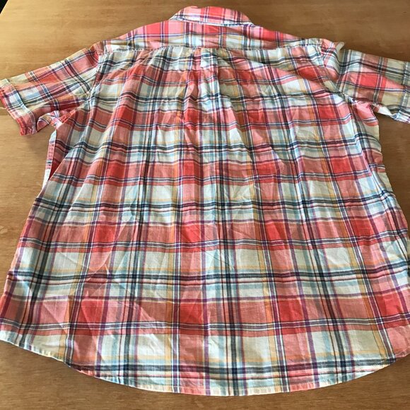 Izod Saltwater Relaxed Classics Shirt Men XL Orange Plaid Button Down Pocket - Picture 2 of 12